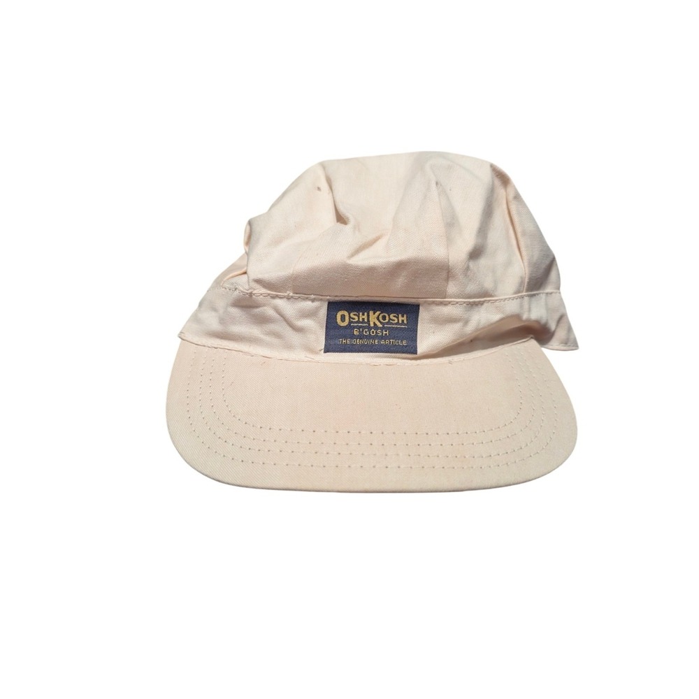 Vintage OshKosh B'Gosh Painters Cap Hat Natural Cream Snapback USA Made Genuine